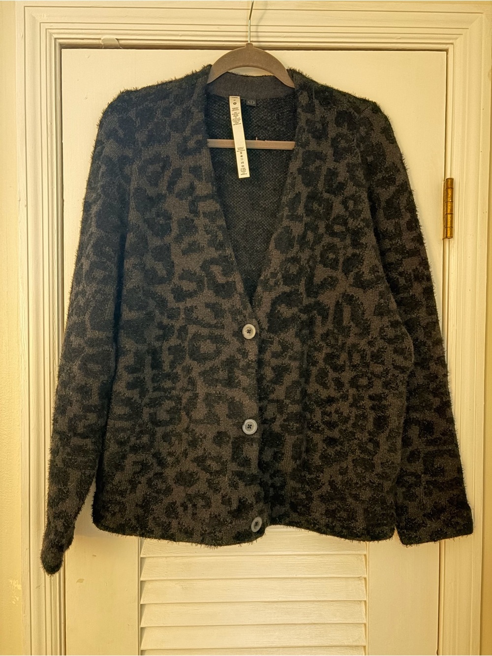 lululemon athletica Black and Dark Gray Leopard Button-Up Cardigan